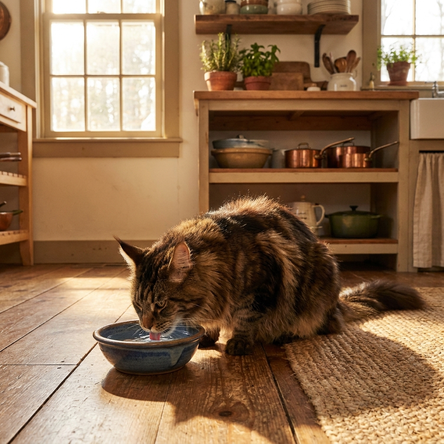 The water bowl empties fast